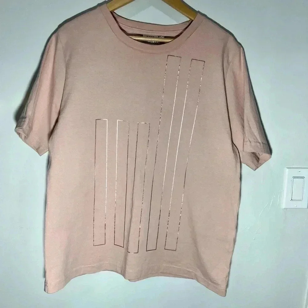 Good‎ American Blush Pink Linear Foil Graphic T-Shirt size 4 (XL)